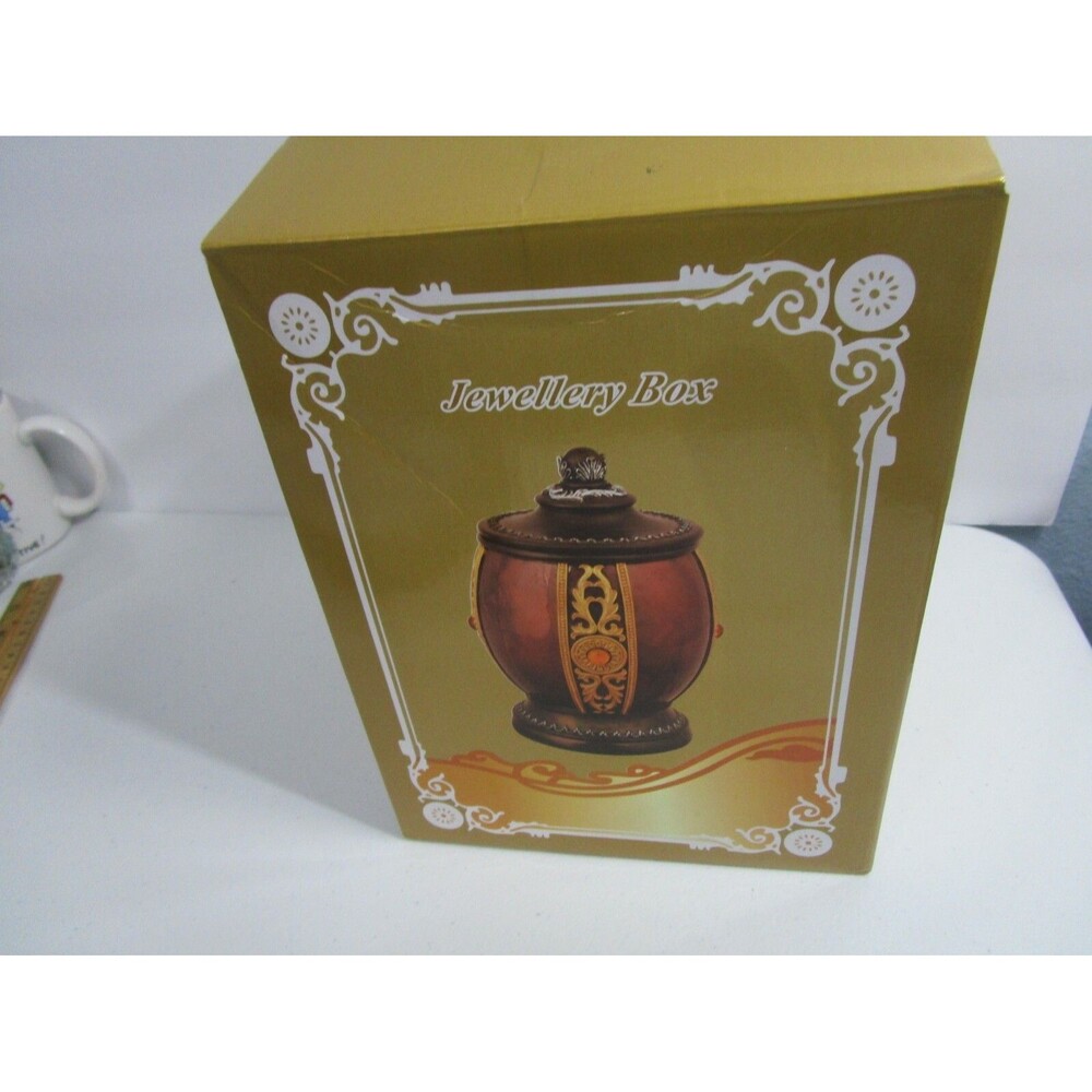 Ornate Urn Tureen Jewelry Trinket Jar  Multi Purpose Resin  With Lid New In Box